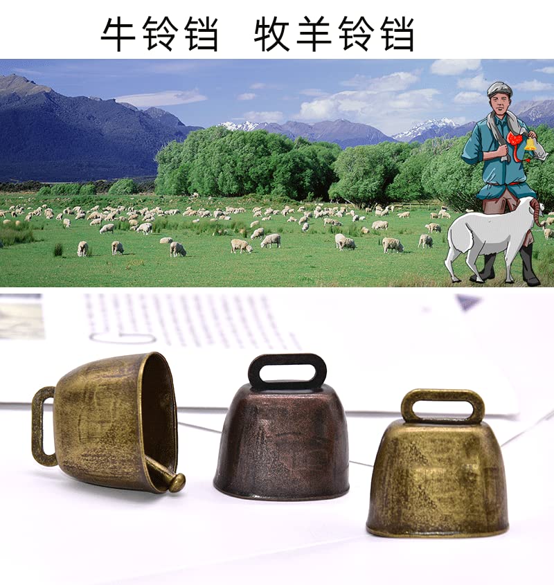 3Pcs Cattle Farm Animal Copper Super Loud Bronze Bell Cow Horse Sheep Grazing Copper Bells Metal Pet Bells Bronze Bell (Bronze) - BeesActive Australia