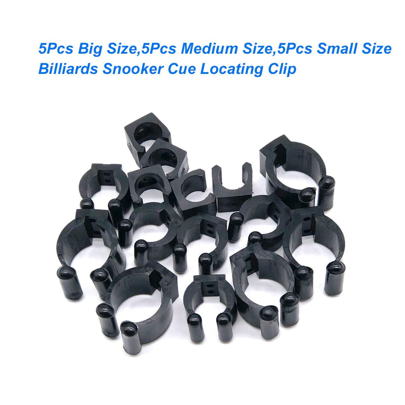 YXCX 15 Pcs Billiards Snooker Clip Billiards Snooker Cue Locating Clip Holder,Fishing Rod Clips Billiards Cue Clips Pool Cue Holder(5Pcs Big Size,5Pcs Medium Size,5Pcs Small Size) - BeesActive Australia