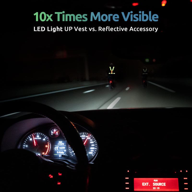 UPBOXN Reflective LED Running Vest, USB Rechargeable with 3 Light Modes, High Visibility Light Up Vest with 2 Reflective Elastic Bands, Adjustable Safety Gear for Night Running, Cycling (Men & Women) - BeesActive Australia