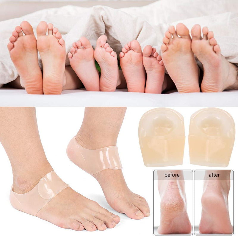 Heel Silicone Socks for Cracked Feet 2 Pair Moisturizing Gel Protector Sleeve Plantar Fasciitis Pedicure Foot Care Open Toe Socks Heel Protection - BeesActive Australia