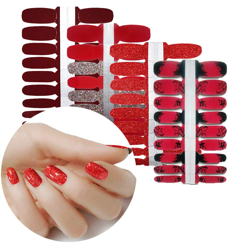 BornBeauty Red Nail Art Wraps Kit Adhesive Glitter Design Stickers for Women Fingers and Toes DIY Manicure Kits 13 - BeesActive Australia
