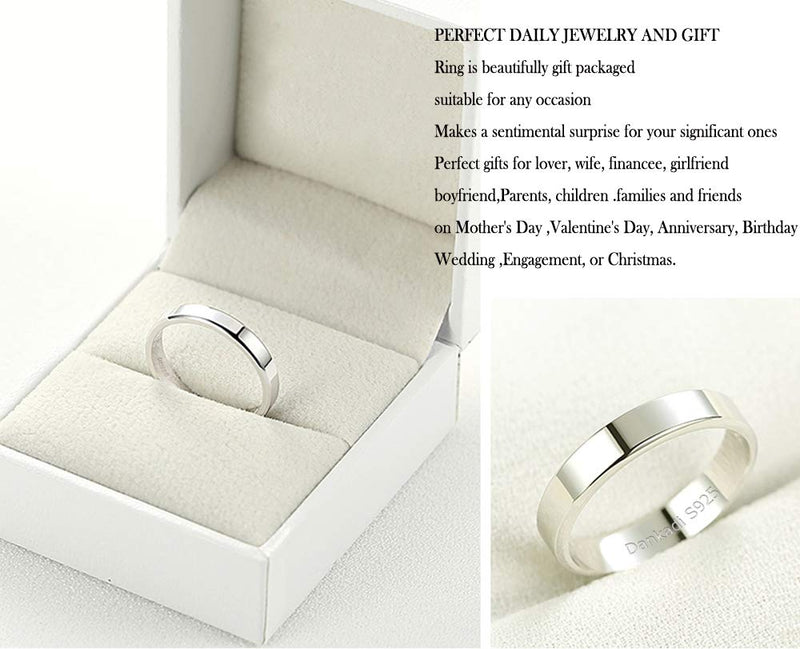 Dankadi Simple Fashion S925 Sterling Silver Ring Smooth Plain Dome Comfort Solid Silver Wedding Ring For Men & Women 3.5 mm Ring 3-13# classic style 13 - BeesActive Australia