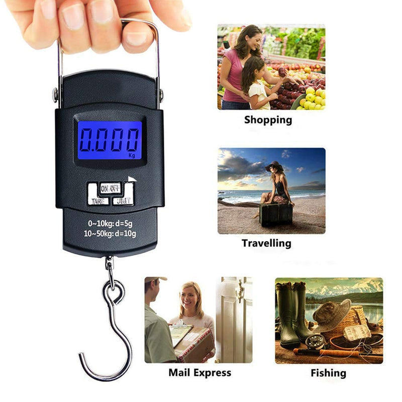 [AUSTRALIA] - Emoly Portable Electronic Digital Hanging Fishing Scale with Backlit LCD Display, 110lb/50kg Weight Capacity (Not Batteries Included) 