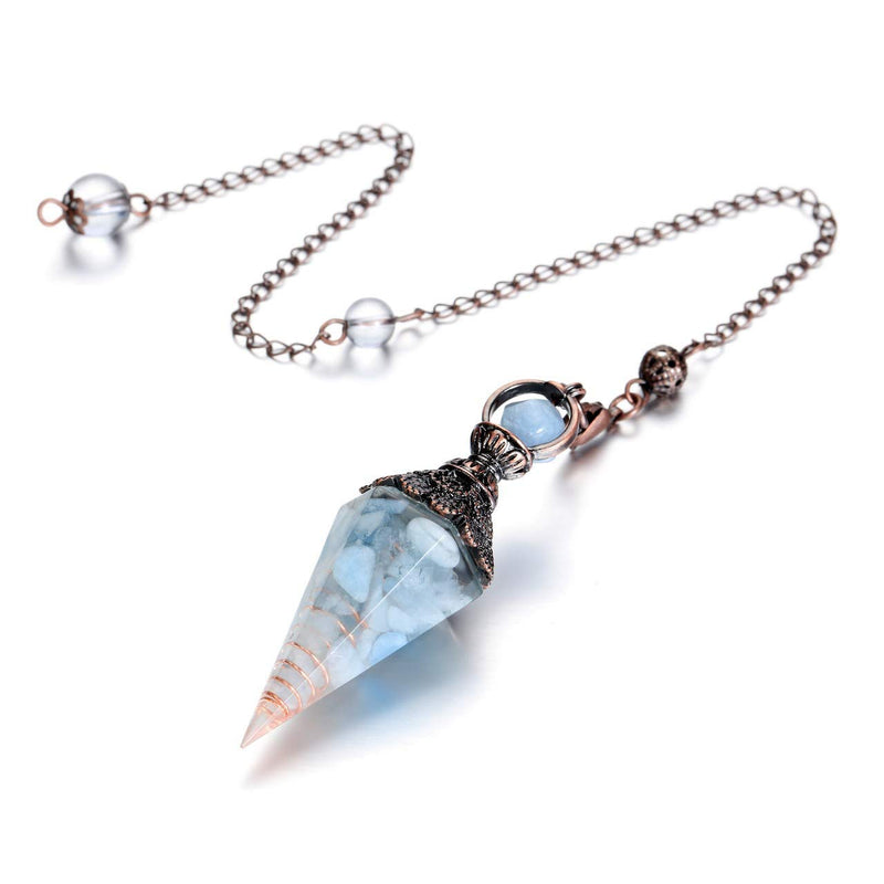 JOVIVI Aquamarine Dowsing Pendulum Crystal Healing Blue Hexagonal Gemstone Crystals Point Pendulum for Divination Scrying Dowser - BeesActive Australia