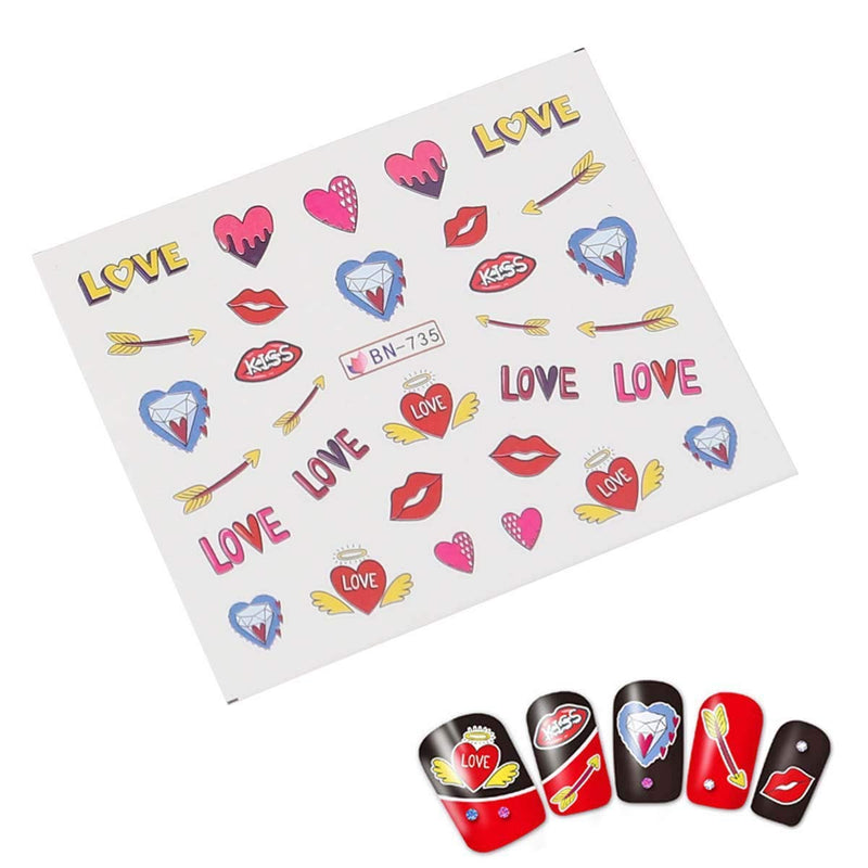 BinaryABC Valentines Day Nail Art Stickers Self-Adhesive Nail tip Decals,Valentines Day Decorations Supplies(10 Sheet) - BeesActive Australia