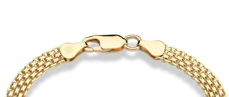 Miabella 18K Gold Over Sterling Silver Italian 6mm Solid Bismark Mesh Link Chain Bracelet for Women, 925 Made in Italy Length 7 Inches (women's average length) - BeesActive Australia