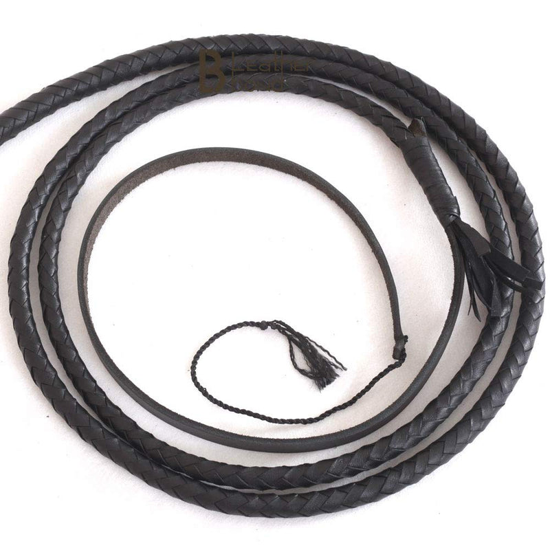[AUSTRALIA] - Indiana Jones Style Bull Whip 8 Foot 8 Plaits Real Cow Hide Leather Bullwhip Black 