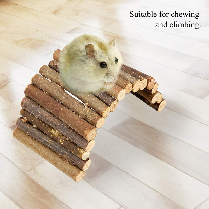 Pet Ladder Bridge Bend Wooden Hamster Wood Ladder Living Fence Suspension Bridge Exercise Chew Toy for Reptile Mice Rodents Small Animals(Small) - BeesActive Australia