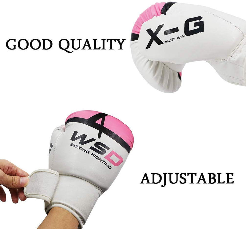 [AUSTRALIA] - Luwint Kids Boxing Gloves, Breathable Junior MMA Muay Thai Sparring Training Gloves, Junior Punching Mitts PINK WHITE 8oz 