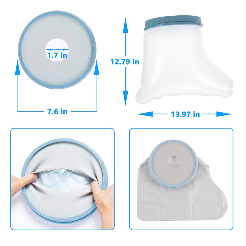 Aozzy Waterproof Foot Cast Cover for Shower Bath Watertight Cast Covers for Adult Broken Surgery Foot and Ankle Reusable - BeesActive Australia