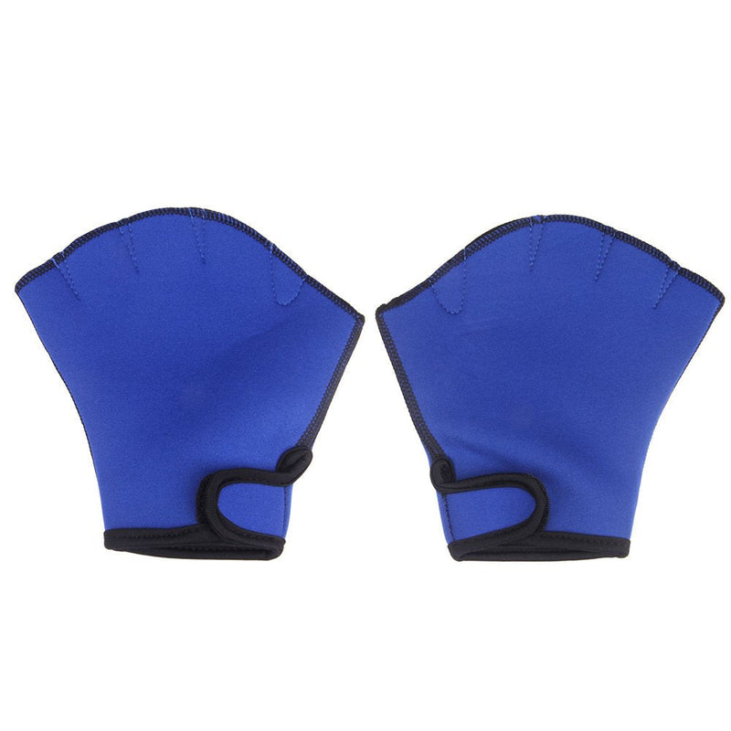 Swim Gloves Aquatic Fitness Water Resistance Webbed Gloves Diving Surfing Fitness Gloves Fins Neoprene Fingerless Glove Webbed Flippers Paddle with Adjustable Strap for Men Women Adult Children blue Medium - BeesActive Australia