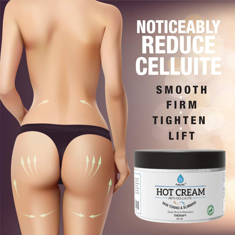 Pursonic Anti Cellulite & Muscle Relaxation Hot Cream, Diminish the Appearance Of Varicose Veins, Improves Skin Texture & Tightness, Softens & Hydrates. Made With All Natural Ingredients - BeesActive Australia