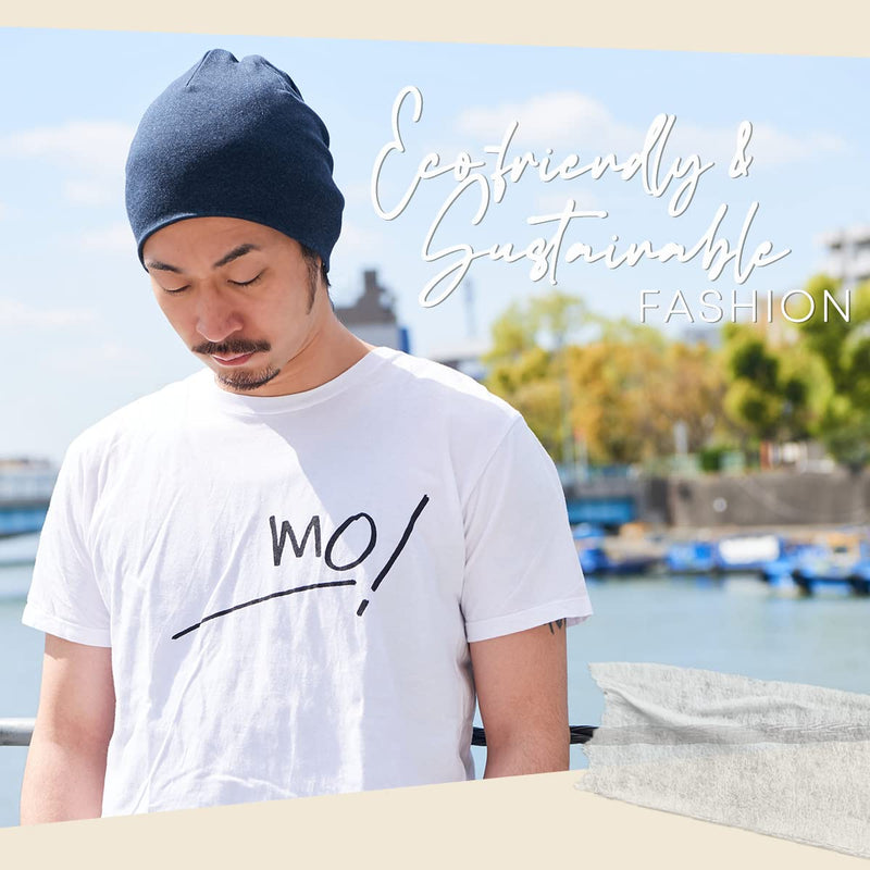 CHARM Mens Organic Cotton Beanie - Womens Slouchy Knit Hat Made in Japan Large Light Gray - BeesActive Australia
