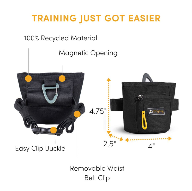 OllyDog Goodie Treat Bag, Dog Treat Pouch, Waist Belt Clip for Hands-Free Training, Magnetic Closure, Dog Training and Behavior Aids, Three Ways to Wear Raven - BeesActive Australia