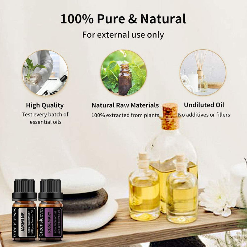 GREENSLEEVES Jasmine Essential Oil, 100% Pure, Undiluted Organic Jasmine Aromatherapy Diffuser Oils 10ml - BeesActive Australia