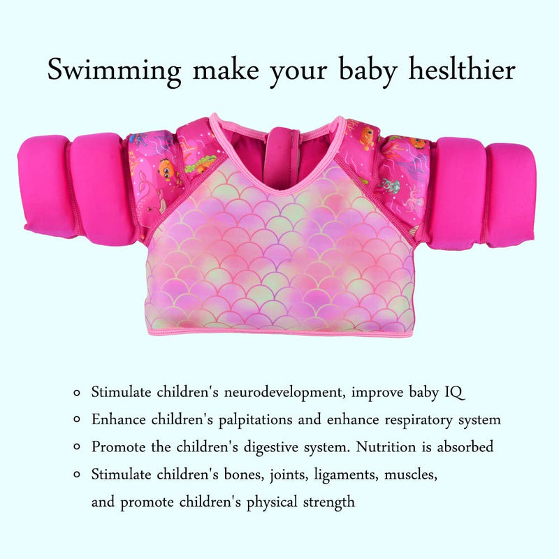 [AUSTRALIA] - iToobe Swimming Jacket for Kids Boys Girls Child Size Watersports Swim Vest Flotation Device Cute Whale Print Beautiful Mermaid Pattern Suitable for 20-33 lbs (S) 33-55 lbs(M) Pink Small 