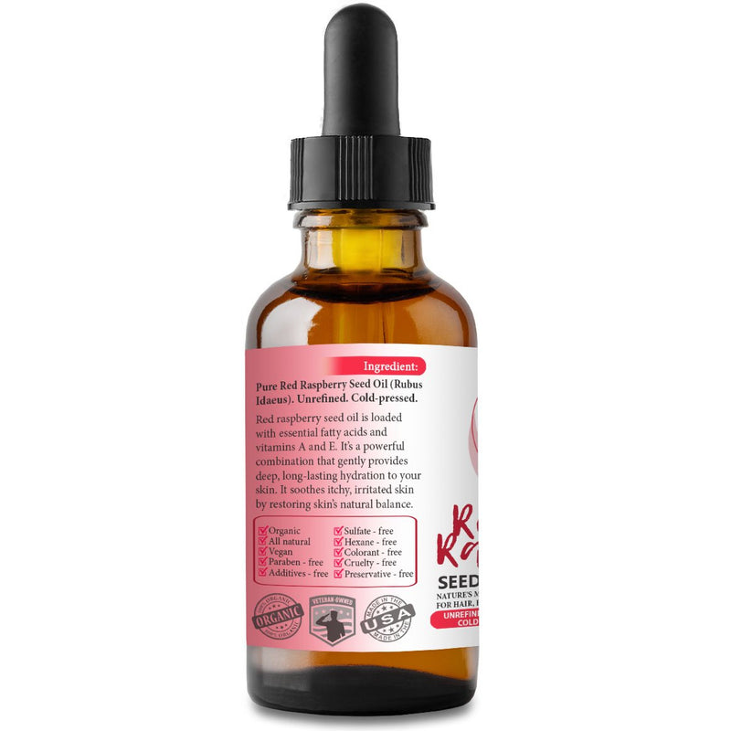 NEW Red Raspberry Seed Carrier Oil. 2oz. Cold-pressed. Unrefined. Organic. 100% Pure. Non-comedogenic. Hexane-free. Repairs Damaged Dry Skin. Natural Moisturizer. For Sensitive Skin, Hair, Nails. - BeesActive Australia