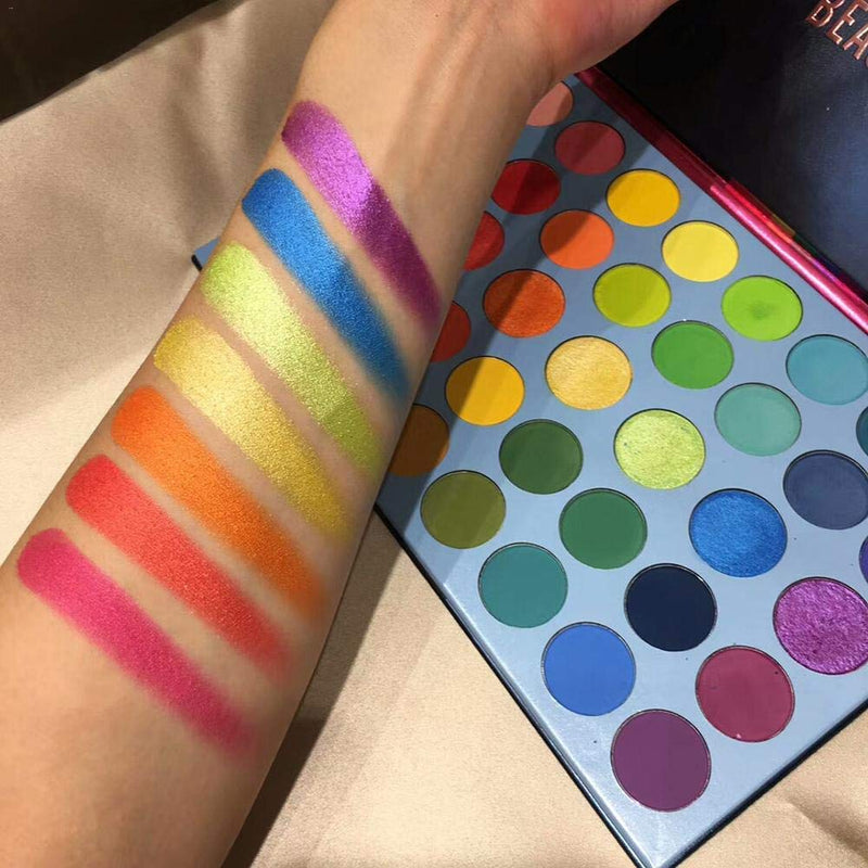 39 Pop Colors Eyeshadow Palette Matte Shimmer Eyeshadow Pigmented Colorful Long Lasting Waterproof Makeup Palette Blending Metallic Natural Makeup Eyeshadow Cosmetics - BeesActive Australia