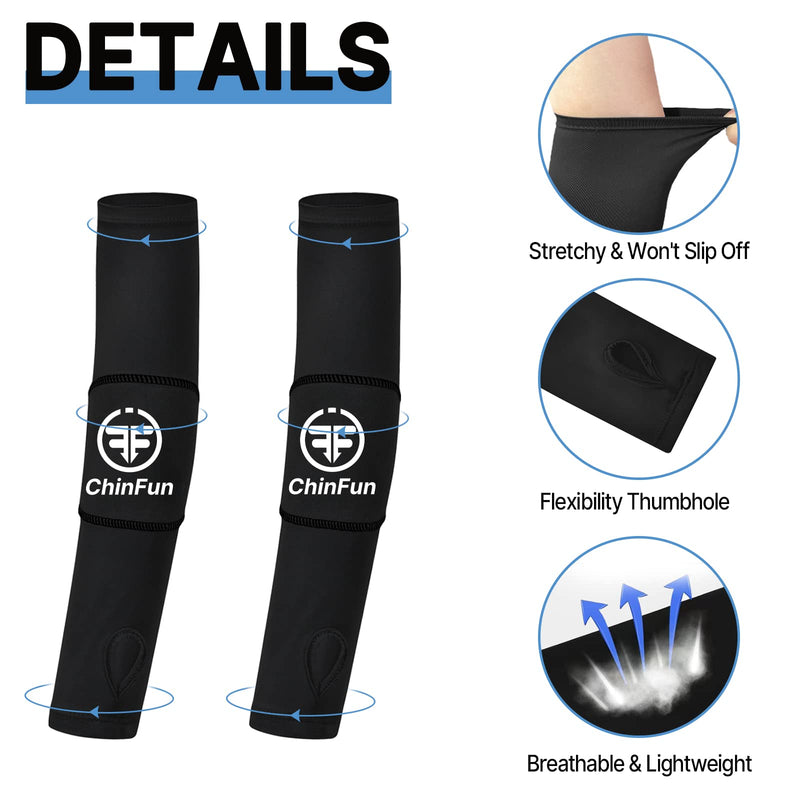 ChinFun Volleyball Arm Sleeves Passing Forearm Sleeves with Protection Pad Volleyball Gear for Youth Girls Women 1 Pair New-black 14" - BeesActive Australia