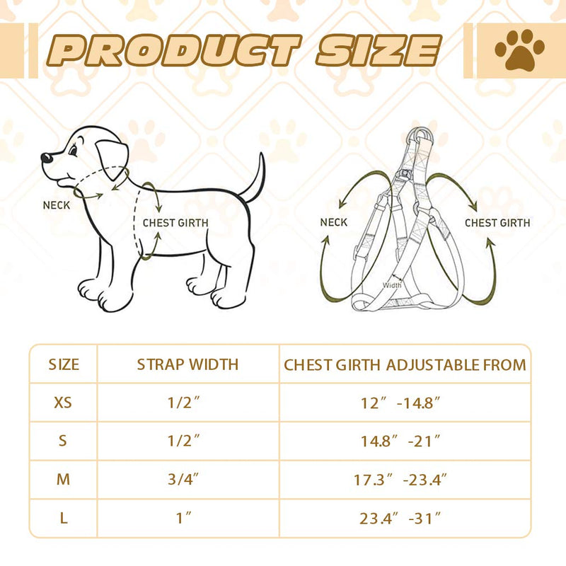 PUPTECK No Pull Dog Harness Soft Adjustable Basic Nylon Step in Puppy Vest Outdoor Walking with ID Tag Small Cream - BeesActive Australia