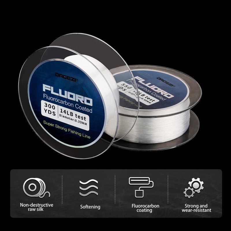 DAGEZI Fluorocarbon Coated Fishing Line 300yds / 550yds Faster Sinking Abrasion Resistant Invisible Super Strong Fishing Line 300.0 Yards 4lb(1.81kg)-0.16mm - BeesActive Australia