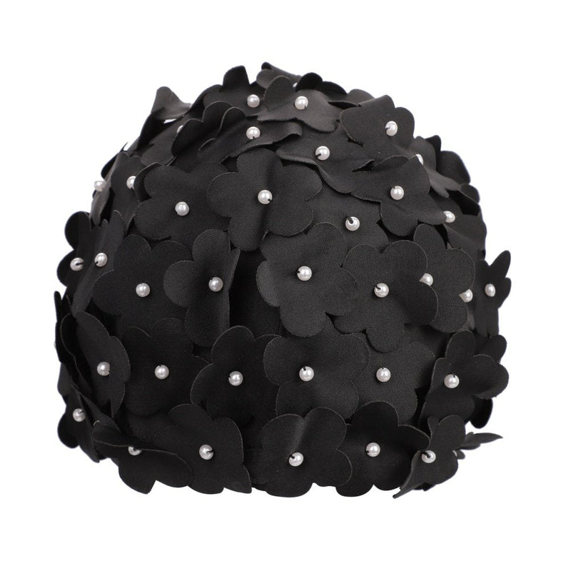 Swim Cap Floral Petal Swimming Caps for Women Girls Swim Bath Hats Bathing Cap Spa Cap Washing Face Cap Black - BeesActive Australia