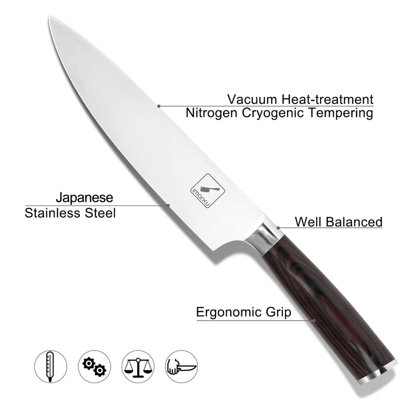 imarku Japanese Chef Knife - Pro Kitchen Knife 8 Inch Chef's Knives High Carbon Stainless Steel Sharp Paring Knife with Ergonomic Handle, Useful Kitchen Gadgets 2023 - BeesActive Australia