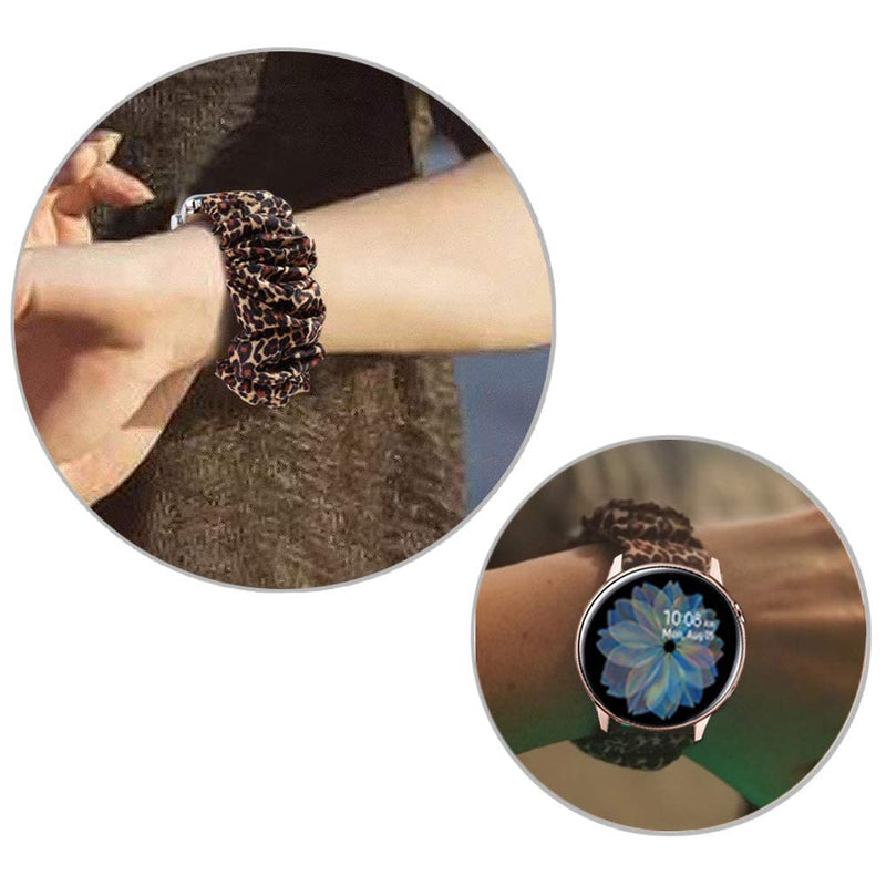 Miimall Compatible Samsung Galaxy Active 2 / Watch 4 Scrunchie Band, Pattern Printed Scrunchy Elastic Strap Bands for Galaxy Active 2/ Galaxy Watch 4 40mm 44mm 42mm 46mm (Leopard) Leopard - BeesActive Australia