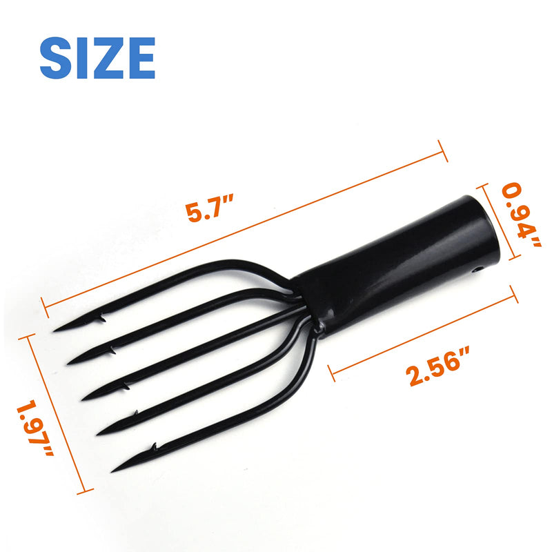 Qoyapow Fish Spear Frog Spear Fishing Harpoon Barbed Stainless Steel 5 Prong Tine Fishing Gaff 5 Prong Spearhead Fork Harpoon Fishing Gig Gaff Hook Screw for Hunting Fish Frog in Pond River Lake etc - BeesActive Australia