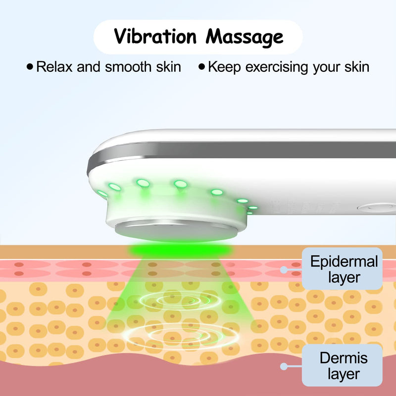 Electric Face Massager, Portable Hot and Cold Facial Massage Tools for Skin Care, Heating and Cooling Device with Multi-Color and Vibration, Deep Cleansing Tool with Base, Gifts for Women (White) White - BeesActive Australia