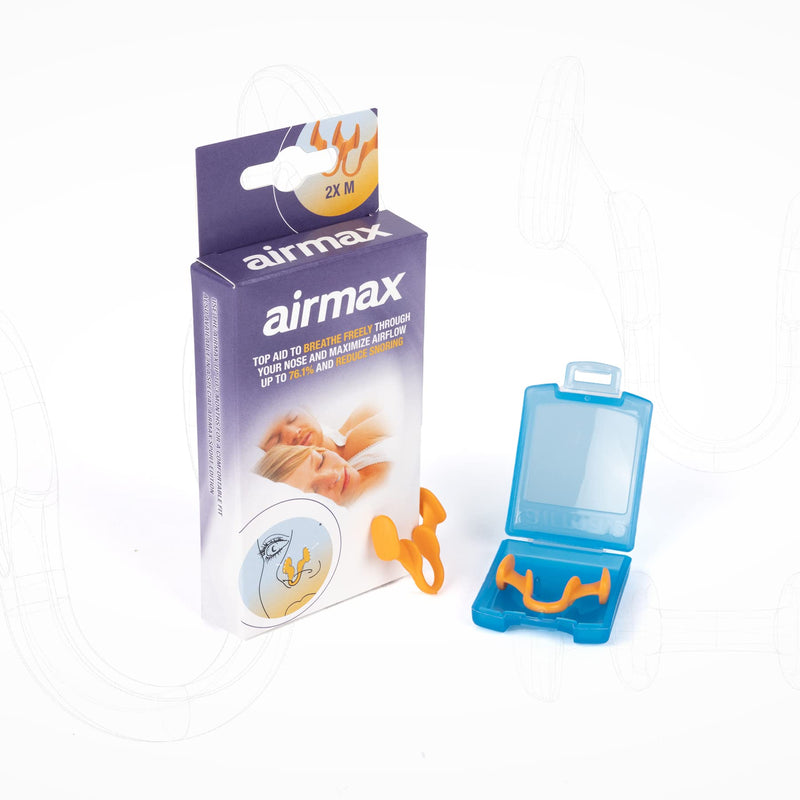 Airmax nasal dilators | 76% more air | Breathing aid through the nose | 2 Pack - size medium orange | anti snore device | More oxygen | Snoring aids for men and women | sleep better and wake up rested | nasal congestion | Free storage case included - BeesActive Australia