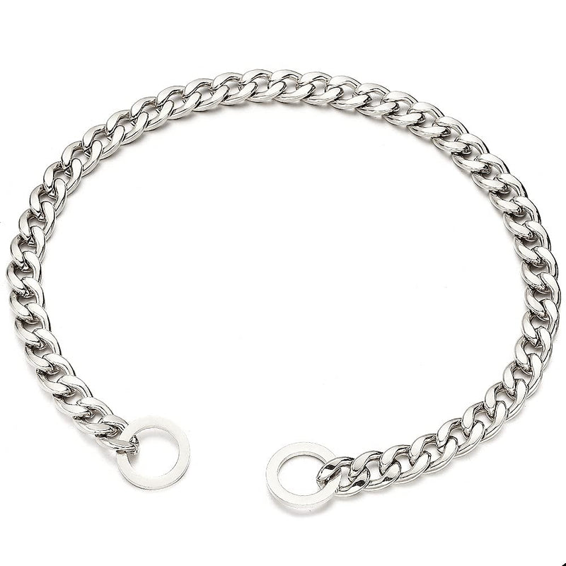Aiyidi Strong Dog Chain Collar 11/13/15MM Wide Stainless Steel Silver NK Chain Cuban Link Collar Chew Proof Walking Training Collar 12inch-26inch for Small Medium Large Dogs Width:11mm (0.43inch) 18inch (for dog's neck 14-16inch) - BeesActive Australia