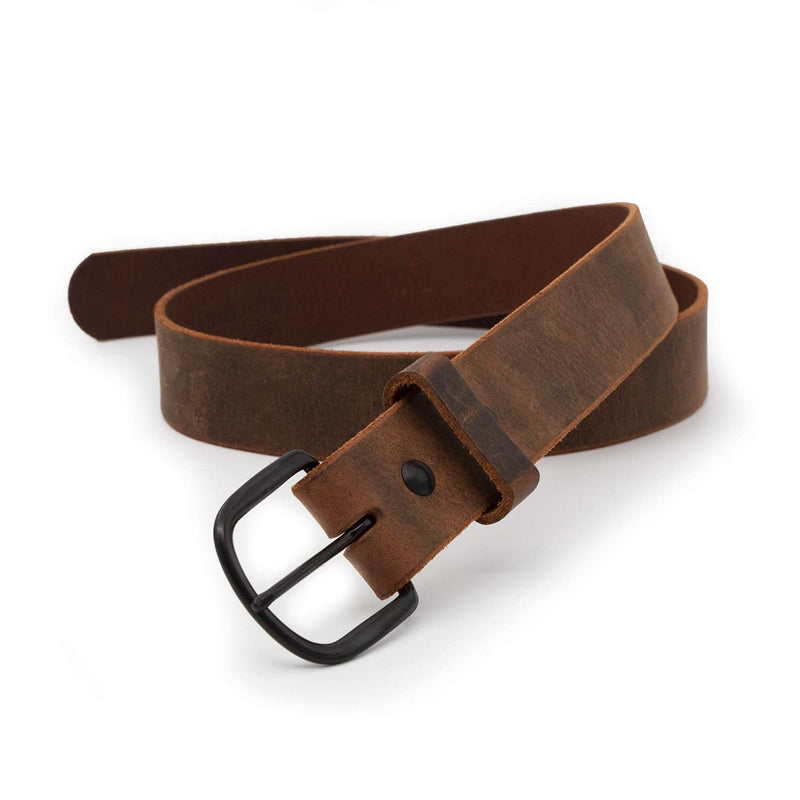 The Bootlegger Leather Belt | Made in USA | Full Grain Leather | Mens Belt Bootlegger Brown - Black Buckle Size 34 (Fits Size 32 Pants) - BeesActive Australia