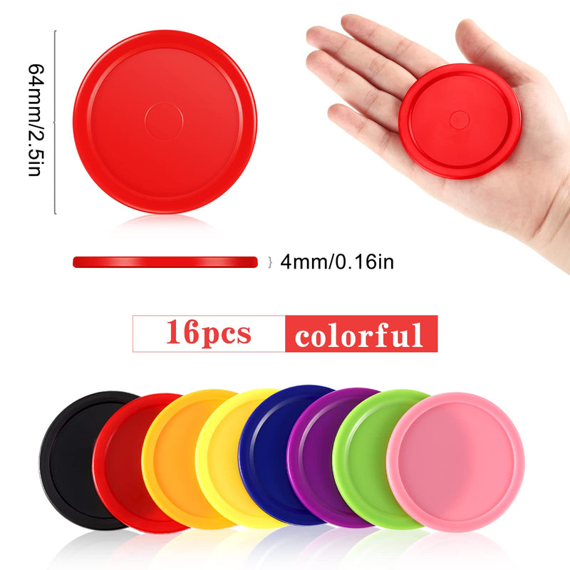 16 Pieces Home Air Hockey Pucks 2.5 Inch Red Replacement Round Air Hockey Pucks Heavy Air Hockey Tables Pucks Multicolors for Game Tables Equipment Accessories - BeesActive Australia