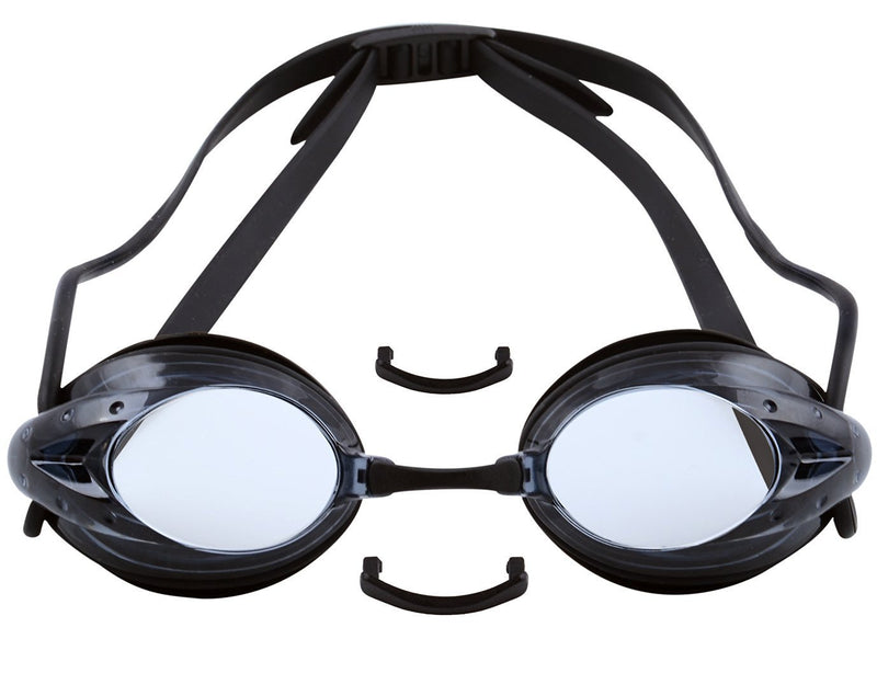 [AUSTRALIA] - The Friendly Swede 2 Pack Swim Goggles for Adults with Interchangeable Nose Pieces and Protective Cases, Black and Clear Black + Clear 