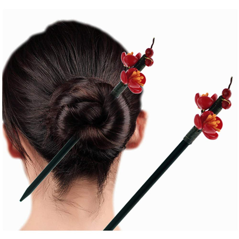 10 Pcs Hair Sticks Wood Hair Chopsticks Chinese Retro Hairpins Handmade Hair Pins Headdress Hair Accessories for Women Hair DIY Accessory black - BeesActive Australia