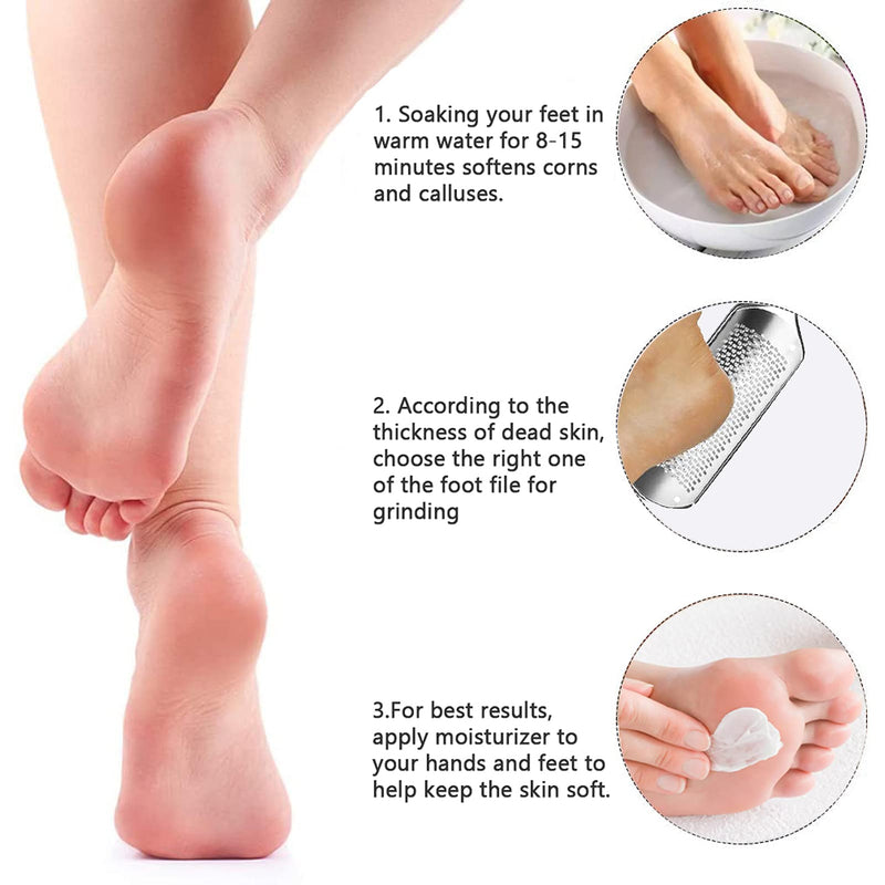 Foot Files Hard Skin Remover, Heel Scraper Scrubber Rasp Grater Professional Pedicure Care Tool for Dead Rough Skin Dry Cracked Feet - BeesActive Australia