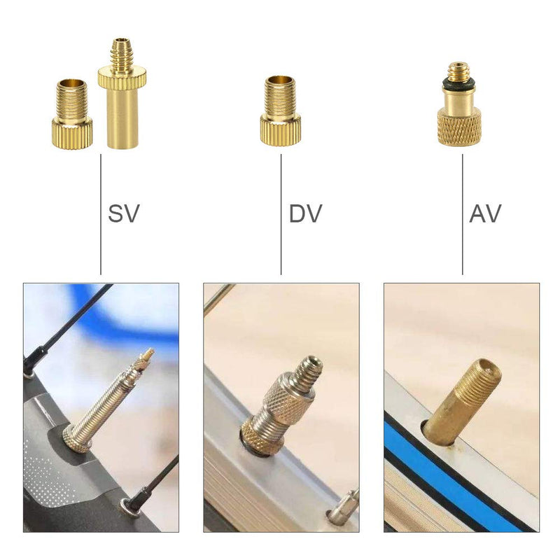 YASI Bicycle Presta Schrader Valve Adaptor, 16PCS Brass Bike Pump Adapters, Ball Pump Needle, Balloon Inflatable Toys Nozzle Inflator Adapter, Air Pump Accessories for Standard Pump or Air Compressor - BeesActive Australia