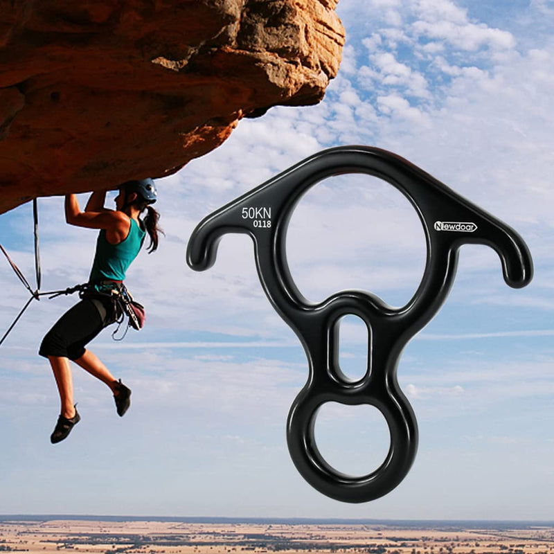 NewDoar 50KN 11000 LBF Rescue Figure,8 Descender Large Bent-Ear Belaying and Rappelling Gear Belay Device for Rock Climbing, Aerial Dance,Ziplining and Peak Rescue 7075 Aluminum Alloy black - BeesActive Australia