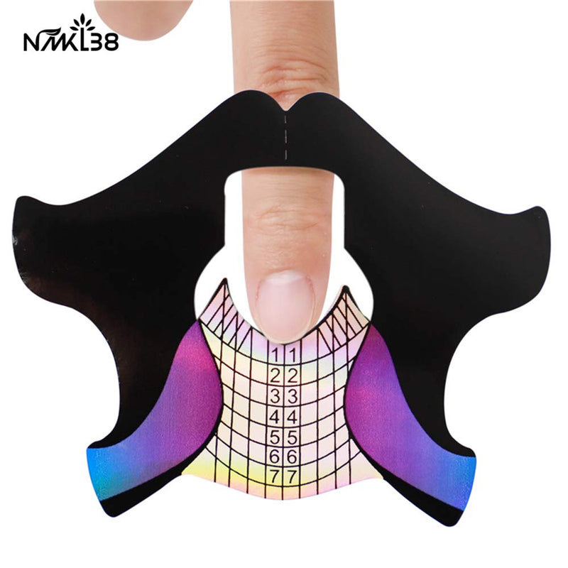 NMKL38 100pcs Goldfish-shaped Nail Forms Acrylic Nail/UV GEL Nail Extention Tips Form Guide Sticker T1 - BeesActive Australia