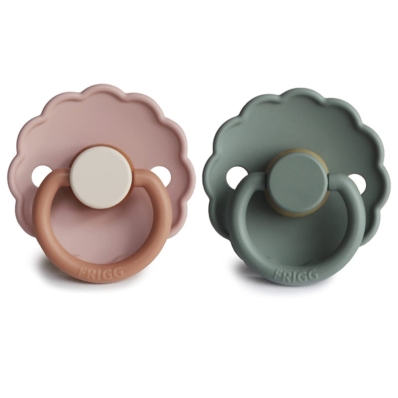 FRIGG Daisy Natural Rubber Baby Pacifier | Made in Denmark | BPA-Free (Biscuit/Lily Pad, 0-6 Months) 2-Pack 0-6 Month Biscuit/Lily Pad - BeesActive Australia