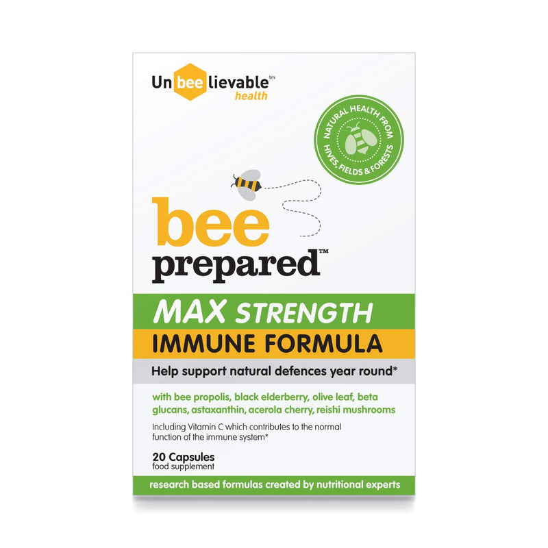 Unbeelievable Health Bee Prepared Max Strength Immune System Formula - Created by Nutritional Experts - Contains Bee Propolis, Elderberry and More � Immunity Support Supplement 20 Count (Pack of 1) - BeesActive Australia