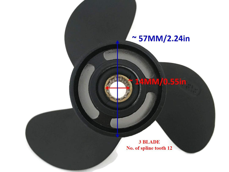 Boat Motor Aluminium Propeller 3R1B64516-1 369B64516 812950 for Tohatsu Nissan Mercury Mercruiser Quicksilver Outboard NS M F 4HP 5HP 3 x 7.8" x 8" 2 or 4 stroke Engine - BeesActive Australia