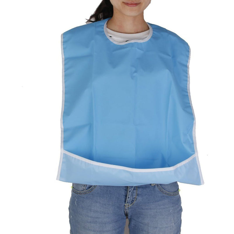 NUOLUX Bib for Elderly Waterproof Mealtime Bib Protector Aid Apron (Light Blue) 65x45 cm (Pack of 1) Sky-blue - BeesActive Australia