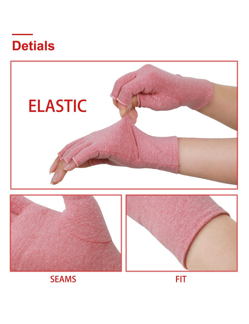 Donfri 1 Pairs Arthritis Gloves Fingerless Compression Gloves for Women Men Relieve Symptoms Rheumatoid Osteoarthritis Raynauds Disease Breathable Comfortable Machine Washable (Pink (1 Pair), M) Pink (1 Pair) - BeesActive Australia