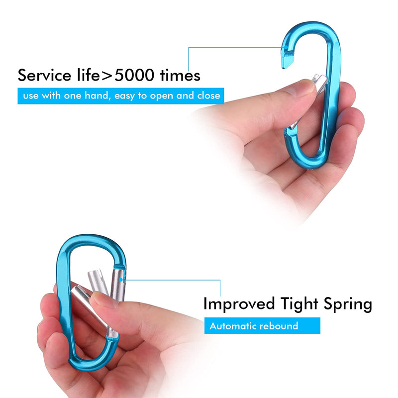 6PCS Carabiner Caribeaner Clip,3" Large Aluminum D Ring Shape Carabeaner with 6PCS Keyring Keychain Hook Multi-color - BeesActive Australia