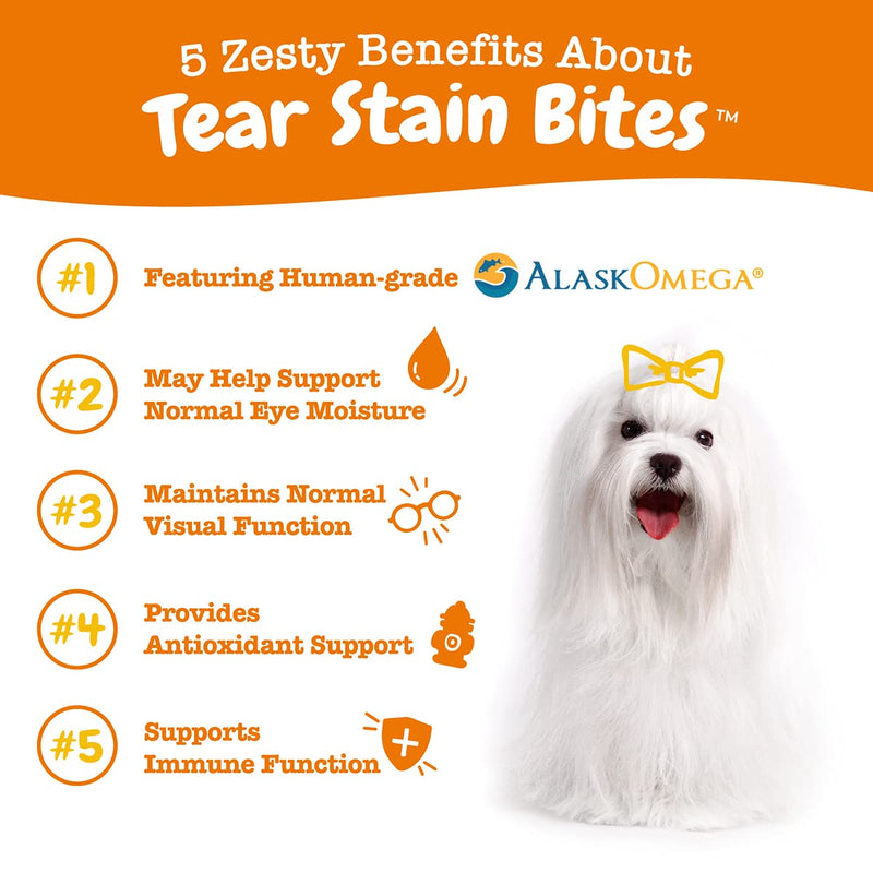 Zesty Paws Tear Stain Support Soft Chews for Dogs - for Eye Moisture + Vision & Immune Support - Functional Supplements with Fish Oil, Lutein, Cranberry & Vitamin C - Chicken Flavor 90 Count - BeesActive Australia