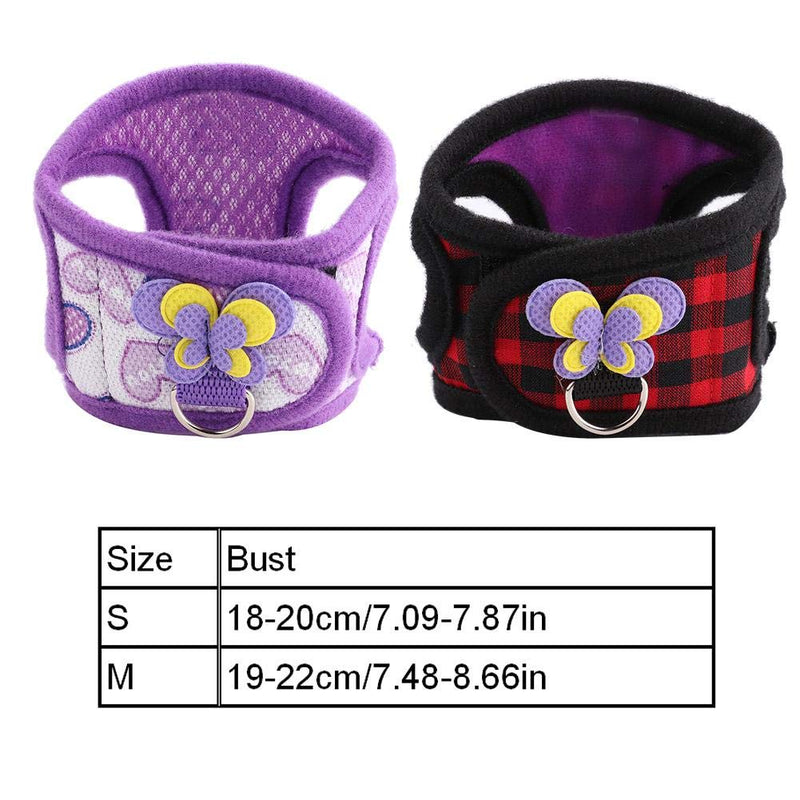 Sheens 2Pcs Chinchilla Harness and Training Rope Small Animal Outdoor Walking Vest for Rabbit Squirrel Bunny Ferret Guinea Pig Red Grid+Purple Hearts(S) - BeesActive Australia