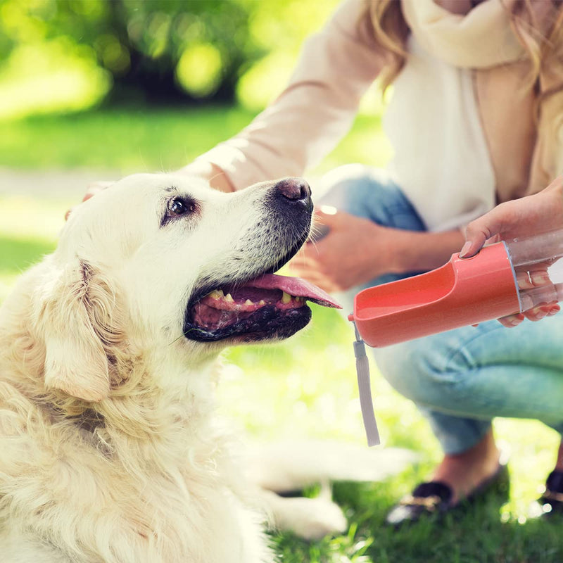 Sofunii Dog Water Bottle for Walking, Portable Pet Travel Water Drink Cup Mug Dish Bowl Dispenser, Made of Food-Grade Material Leak Proof & BPA Free - 15oz Capacity Pink - BeesActive Australia