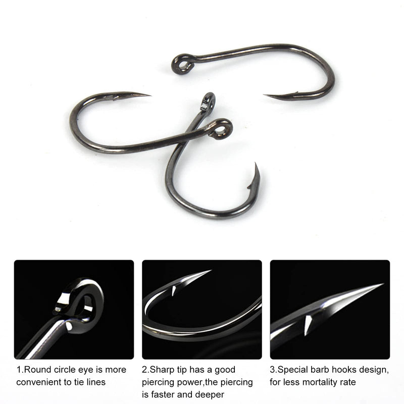 VIPMOON 500 Pcs High-Carbon Steel Barbed Fishing Hooks with Holes, 10 Specifications of Fishing Hooks, Portable Boxed Fish Hooks Black Freshwater Fish Hooks Set - BeesActive Australia